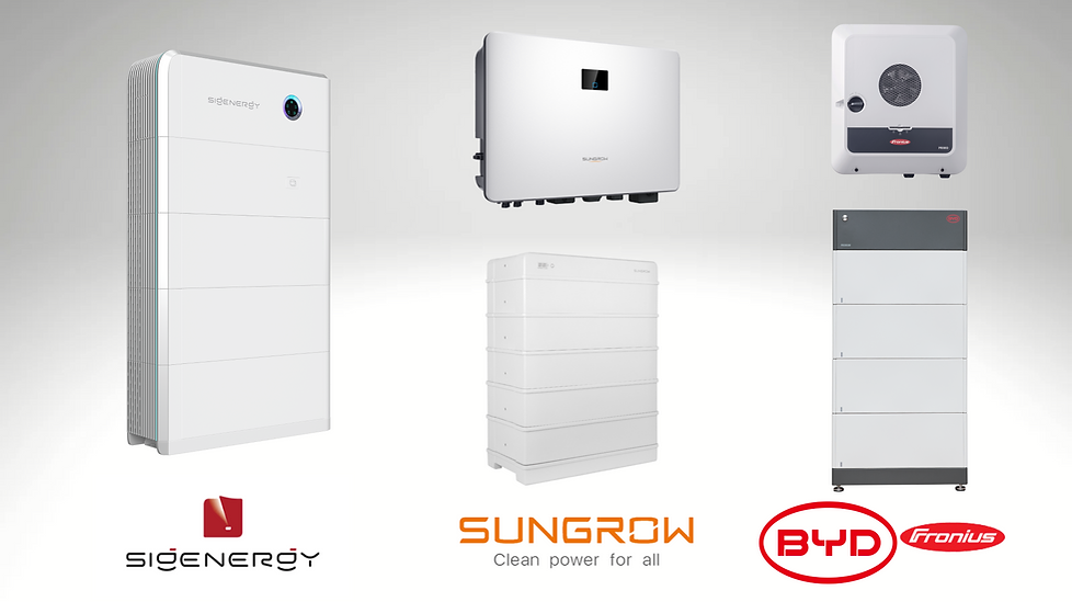 Battery storage brands — Sigenergy, Sungrow, BYD, Fronius